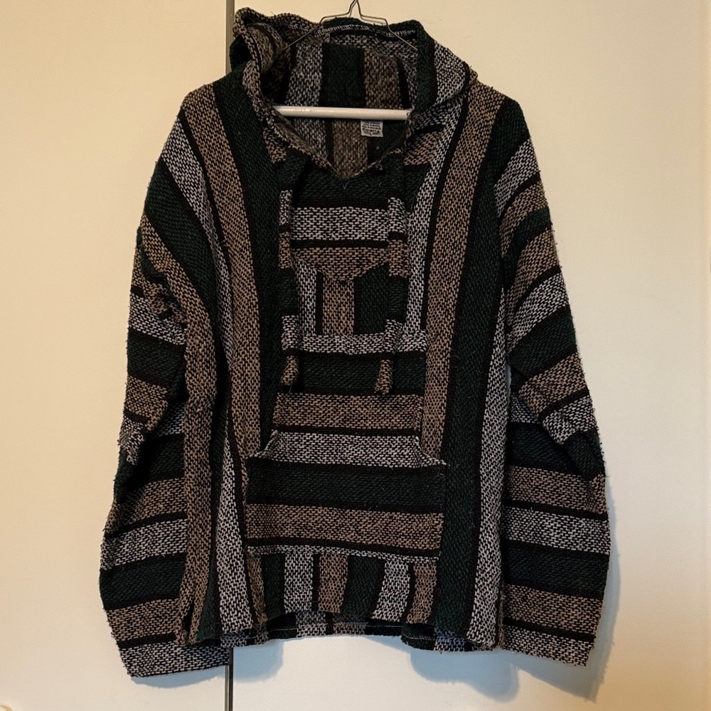 Cozy Striped Women's Sweater - Black and Green